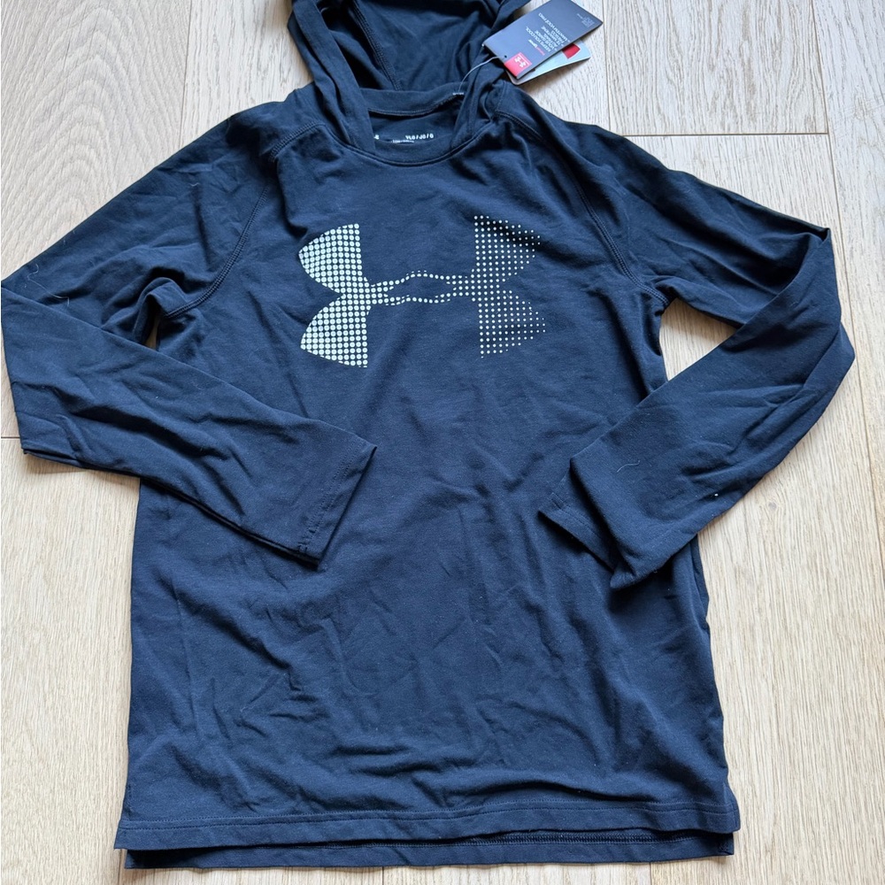 NWT Under Armour Black Hoodie with Logo- -Boys L